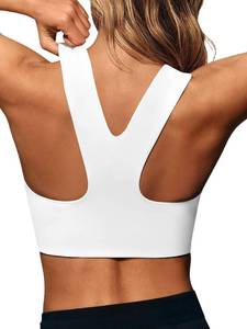lot 6288 image: Aoysky Womens Longline Square Neck Sports Bra Crop Top White