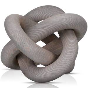lot 6296 image: Yalikop Wood Chain Link Decor 3 Link Table Shelf Accent, Gray