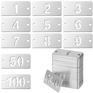lot 6298 image: Hicarer Stainless Steel Numbered Key Tags 1-100 Set of 100