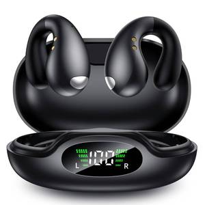 lot 6306 image: Boytond Open Ear Bone Conduction Earbuds Bluetooth 5.3 Shadow Black