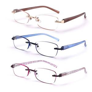 lot 6328 image: FEIVSN Rimless Reading Glasses for Women 3-Pack Spring Hinge, Mix 1.5 Etc