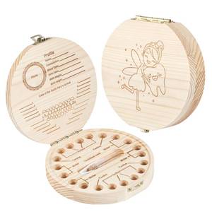 lot 6344 image: Annhua Wooden Baby Tooth Keepsake Box with Tweezer and Fetal Hair Container