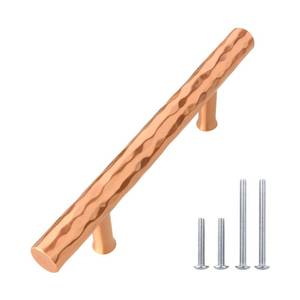 lot 6372 image: Akicon Hammered Copper Solid Brass Cabinet Pulls 3 Inch Center 5-Pack