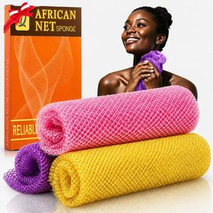 lot 6385 image: African Net Bath Sponge 3 Pack Pink Yellow Purple