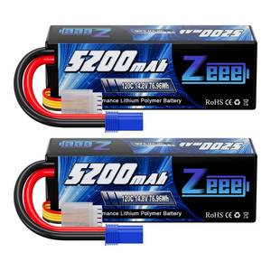 lot 6392 image: Zeee 14.8V 4S 5200mAh 120C LiPo RC Battery with EC5 Plug (2 Pack)