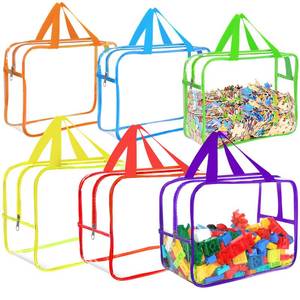 lot 7923 image: Clear Toy Storage Bags 6 Colors L & XL Reusable Organizer