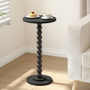 lot 7926 image: TUTOTAK Round Side Table 11.8in Dia x 25.4in H Solid Wood Leg