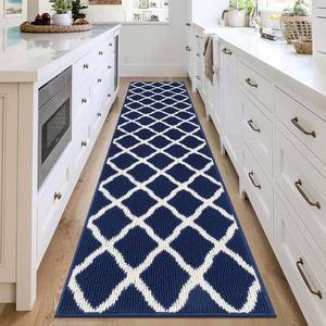 lot 7937 image: SHACOS Non Slip Kitchen Runner Rug 2x8 ft Washable Navy Blue