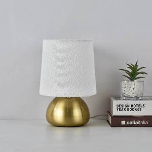 lot 7962 image: Mini Brass Table Lamp Boucl� Linen Shade