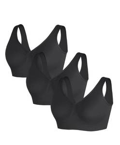 lot 8001 image: FeelinGirl Womens Seamless Wireless Bras 3-Pack Black 3XL