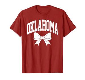 lot 8002 image: The OK Collection Oklahoma Bow T-Shirt Womens Classic Fit Lightweight