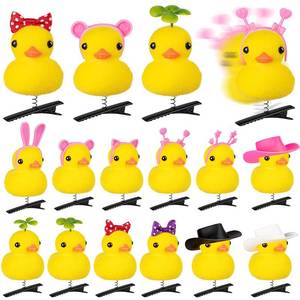 lot 8007 image: Plush Duck Hair Clips 12 Pcs Yellow Assorted Styles