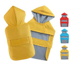 lot 8037 image: BECNBEAU Dog Raincoat Waterproof Hooded Yellow Size M Back 8.5-10.5 In