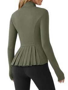 lot 8039 image: Fisoew Womens Zip Up Workout Jacket Pleated Lightweight Slim Fit Stand Collar