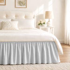 lot 8040 image: RIMELA Ice Grey Bed Skirt Queen Size 15-Inch Drop Elastic Wrap Around