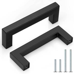 lot 8071 image: Probrico Matte Black Square Cabinet Pulls 3-12 Inch Hole Center 5 Pack