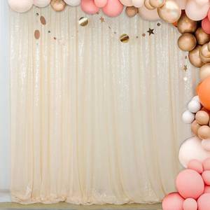 lot 8076 image: ShinyBeauty Ivory Sequin Backdrop 7FT x 7FT Photography Background