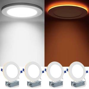 lot 8078 image: Meconard LED Recessed Light 6 Inch 5 CCT with Night Light 4 Pack White