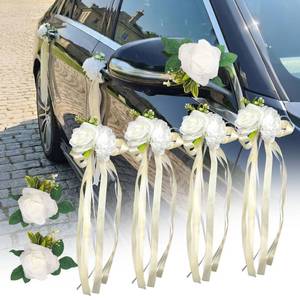 lot 8101 image: 6 PCS White Rose & Peony Wedding Car Decoration Kit