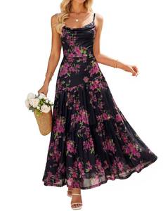 lot 8106 image: ZESICA Womens Sleeveless Mesh Floral Maxi Dress Black XL