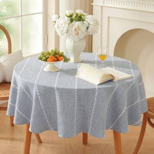 lot 8125 image: Zobesta Blue Round Linen Tablecloth 53 Inch