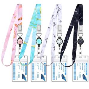 lot 8133 image: HONSIO 4 Pack Cruise Lanyard with Retractable Badge Reel Marble