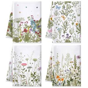 lot 8137 image: Bencailor Kitchen Towels 4 Pcs Wildflower Floral Tea Towels 16 x 24 in