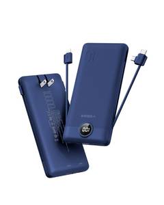 lot 8138 image: VEGER Portable Charger Power Bank 10000mAh with Built-in Cables and AC Plug