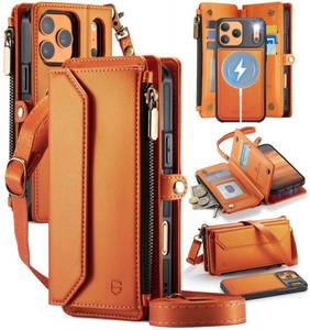 lot 8139 image: Strapurs Magnetic Detachable Wallet Phone Case Orange For iPhone 17 Pro