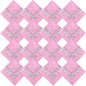 lot 8140 image: CECIAOAIME Bandana Headbands 16 Pcs 22 x 22 Inch Paisley Pink