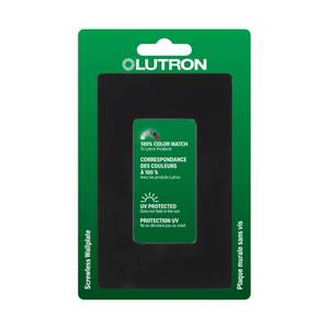 lot 8143 image: Lutron Claro 1-Gang Decorator Light Switch Cover Plate Gloss Black CW-1-BL