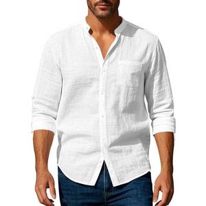 lot 8475 image: Allthemen Mens Button Down Cotton Shirt Regular Fit White
