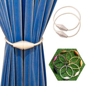 lot 8487 image: JoySusie Magnetic Curtain Tiebacks 2 Pack 16 Inch Beige
