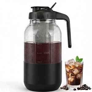 lot 13165 image: QHH Cold Brew Coffee Maker 64 oz Mason Jar Pitcher with Stainless Steel Filter
