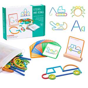 lot 13185 image: Pajojoqa Wooden Pattern Blocks Montessori Tangram Puzzle 142 Pieces