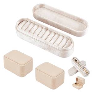 lot 13186 image: GOMAKERER Velvet Ring Box 3 Pcs Portable Jewelry Organizer Floral White