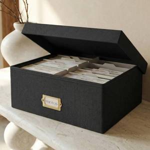 lot 13195 image: ZICOTO Decorative Photo Storage Box Black Linen Holds 1700 Photos