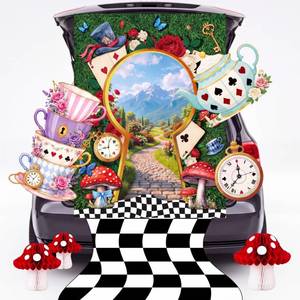 lot 13202 image: Teyva Daily 8 Pc Wonderland Tea Party Halloween Yard Sign Decorations