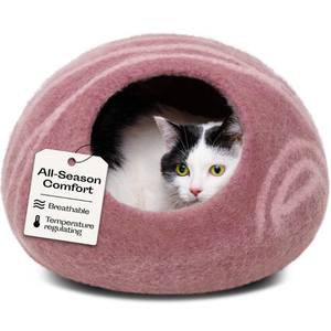 lot 13203 image: Meowfia Cat Cave Natural Wool Self-Warming Hideaway for Indoor Cats