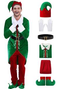 lot 13221 image: Arvilhill Mens Christmas Elf Costume 6 Pcs Green L