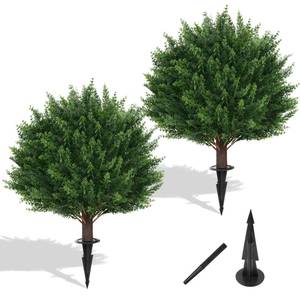lot 13224 image: Yangrass Artificial Cypress Topiary Bushes Set of 2 23 Inch Tall