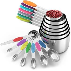 lot 13230 image: TILUCK Stainless Steel Measuring Cups and Magnetic Measuring Spoons Set