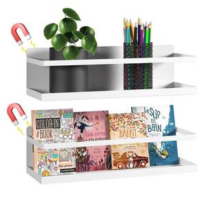 lot 13236 image: VANPET Metal Magnetic Bookshelf for Whiteboard 2 Pack White 11 x 4.3 x 3.1 In