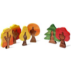 lot 13237 image: Blueweenly Wooden Autumn Trees Puzzle Small World Play Set 6 Pieces