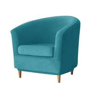 lot 13248 image: Deisy Dee 2 Piece Velvet Club Chair Slipcover Barrel Chair Cover Turquoise