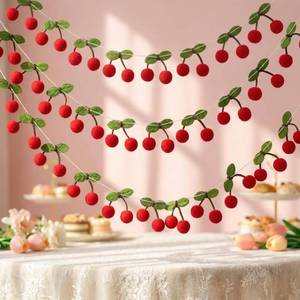 lot 14302 image: RAINFLOW Cherry Garland 21FT 36 Pairs Fruit Hanging Party Decorations