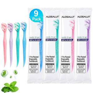 lot 14310 image: ALOSALUT Pre-Pasted Disposable Toothbrush Mini Mint Ultra Soft 3-in-1