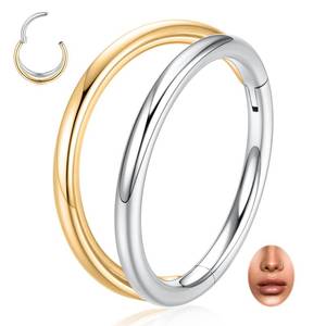 lot 14315 image: PEAKLINK Double Nose Hoop Ring 20G 316L Surgical Steel Gold & Silver
