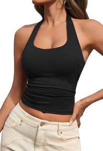 lot 14322 image: GREAIDEA Womens Halter Tank Top Backless Sleeveless Black Small