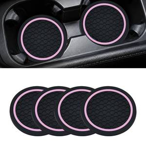 lot 14326 image: Alieemo Car Cup Holder Coasters 4 Pcs 2.75 Inch Non-Slip Pink